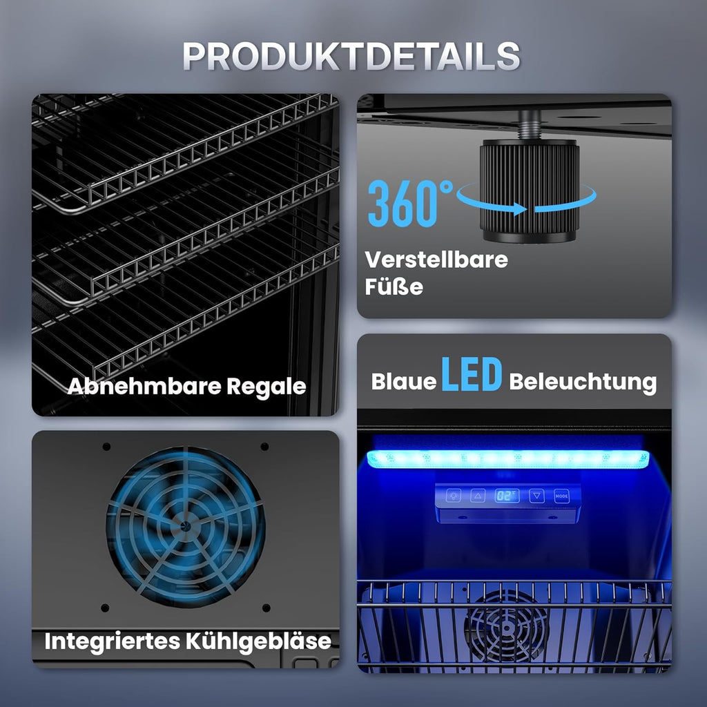TRIUMPHKEY Mininevera de 90L con puerta de cristal, frigorífico compacto para bebidas con capacidad para hasta 128 latas, con estantes ajustables para cerveza, vino y refrescos, ideal para el hogar, bar, oficina o apartamento