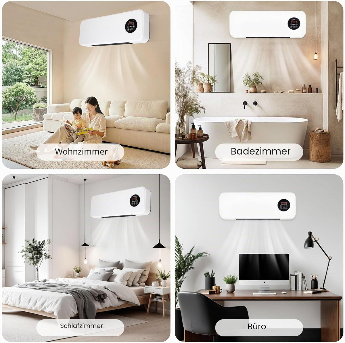 Aire acondicionado Epicooler, ventilador de pared con control remoto, aires acondicionados portátiles compactos y versátiles, aire acondicionado split de pared reversible, sin unidad exterior, temperatura constante inteligente (D)