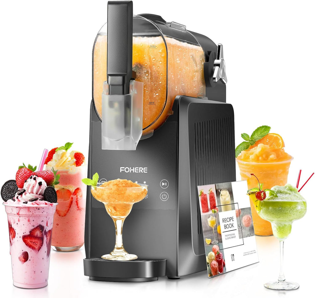 Máquina de granizados FOHERE, máquina de granizados de 2,6 L para el hogar, granizadora con autolimpieza, sin cubitos de hielo y 5 programas inteligentes, para granizados, cócteles helados, frappé, margaritas y batidos