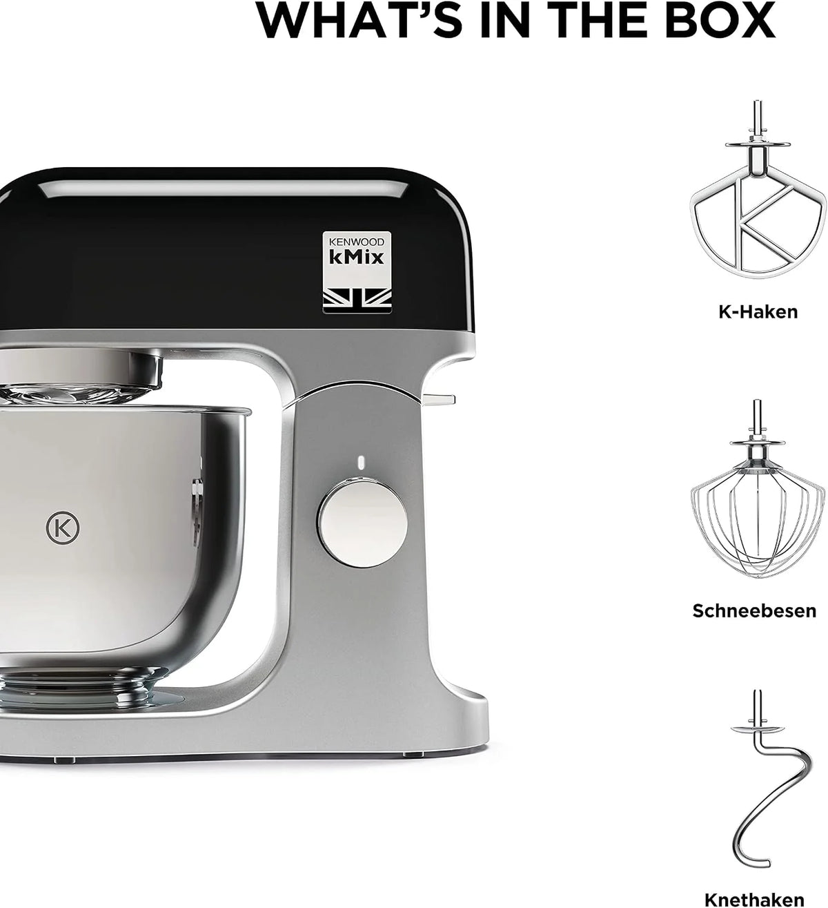 Kenwood KMX750BK Robot Kuchenny, 1000 W, 5 L, Czarny/Srebrny