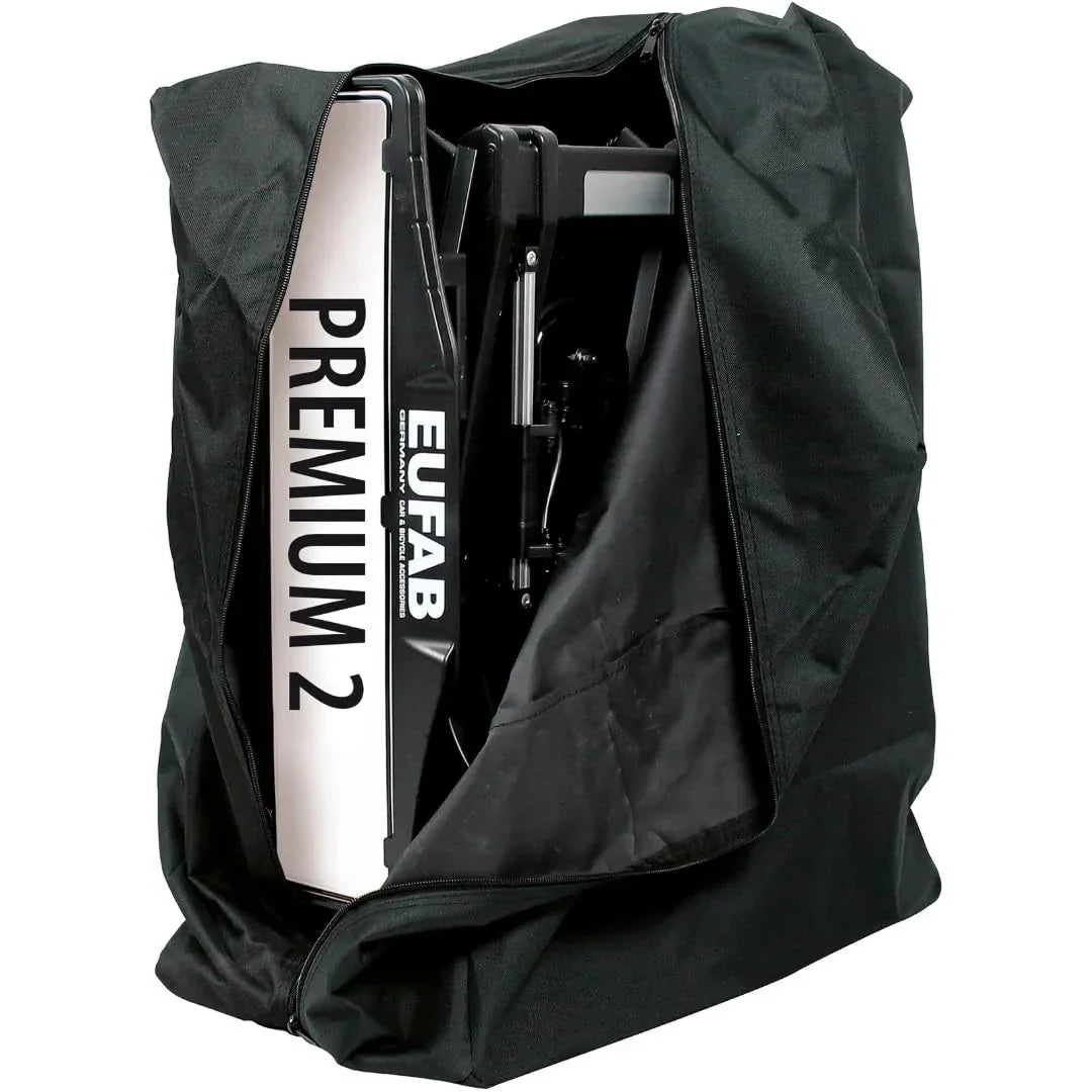 Portabicicletas EUFAB Premium 2 para 2 bicicletas 11521, apto para bicicletas eléctricas, premontado, antirrobo, para enganche de remolque, negro y plateado