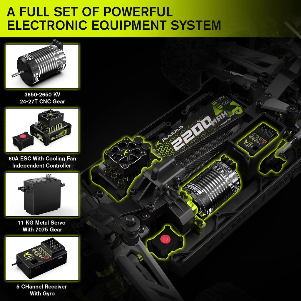 Monster Truck RC Brushless 1:10 4WD hasta 50 km/h todoterreno resistente al agua con fibra de carbono y control remoto