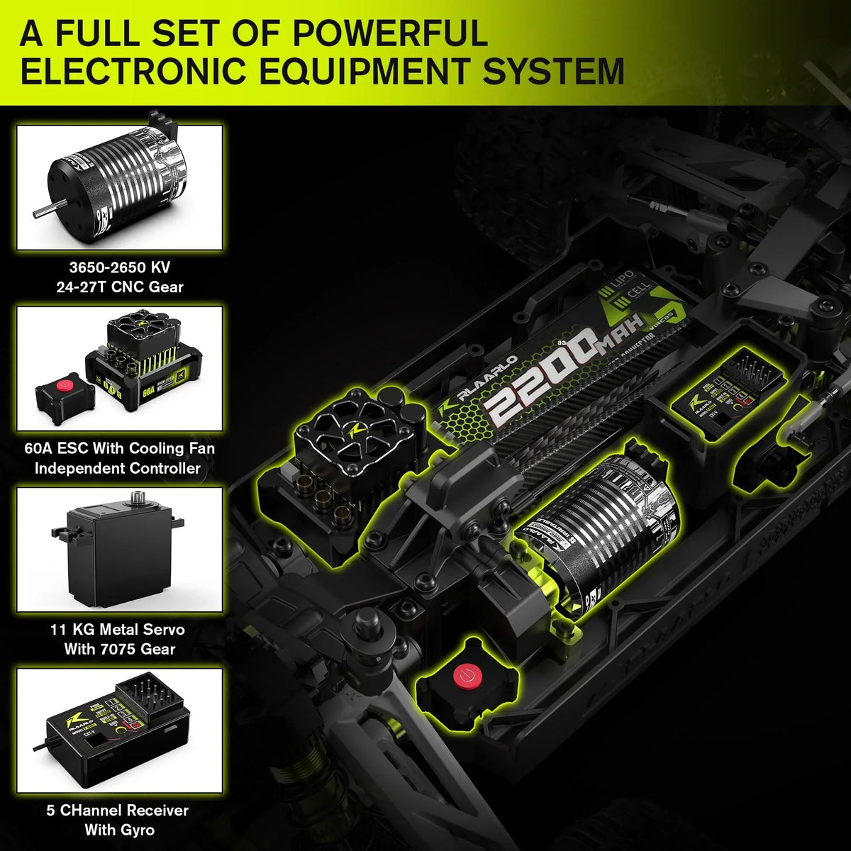 Monster Truck RC Brushless 1:10 4WD hasta 50 km/h todoterreno resistente al agua con fibra de carbono y control remoto