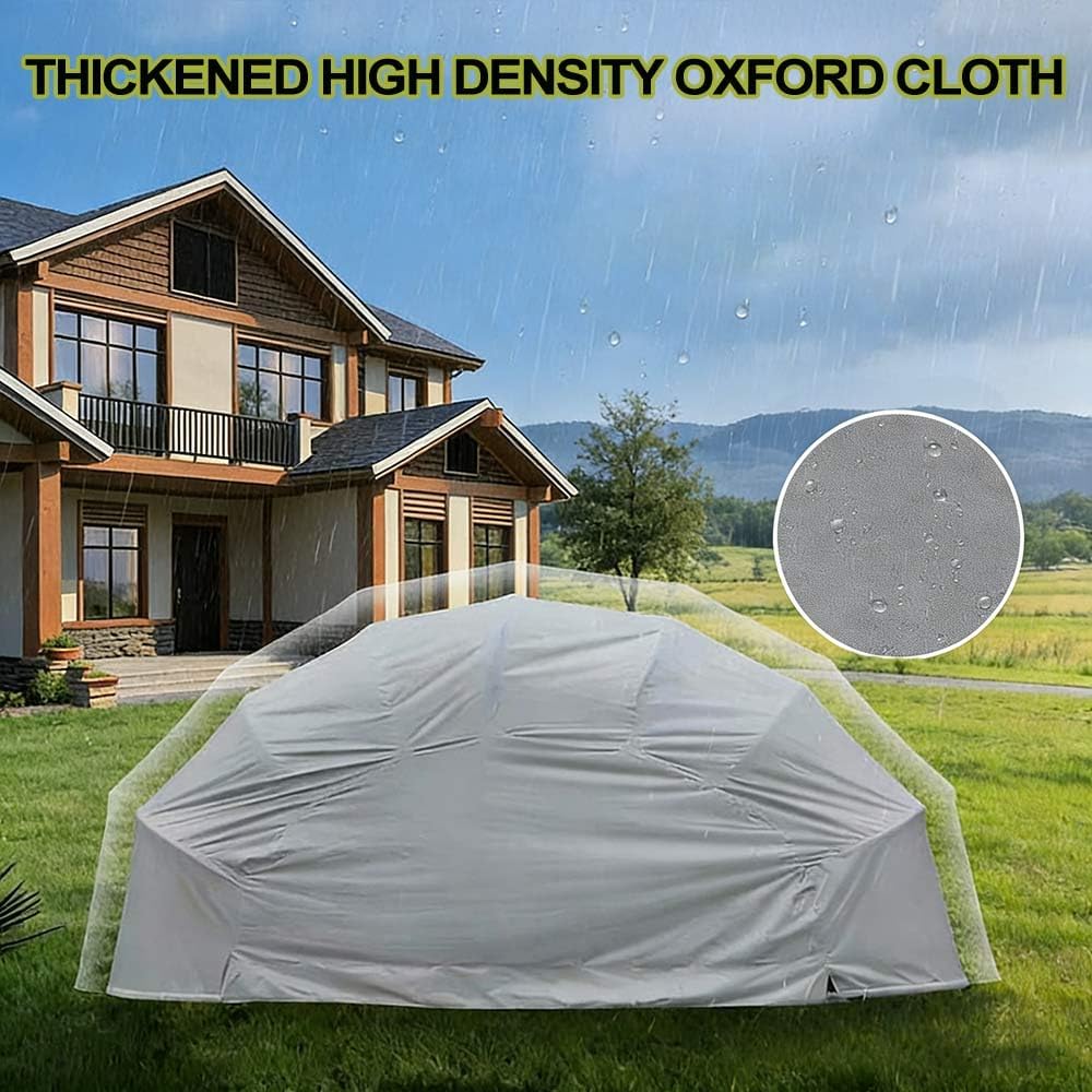 Cochera resistente a la intemperie, garaje plegable móvil de acero inoxidable, cochera semiautomática antiexposición, con cerradura, para camionetas y automóviles, gris 5,9 x 2,7 x 2,45 m