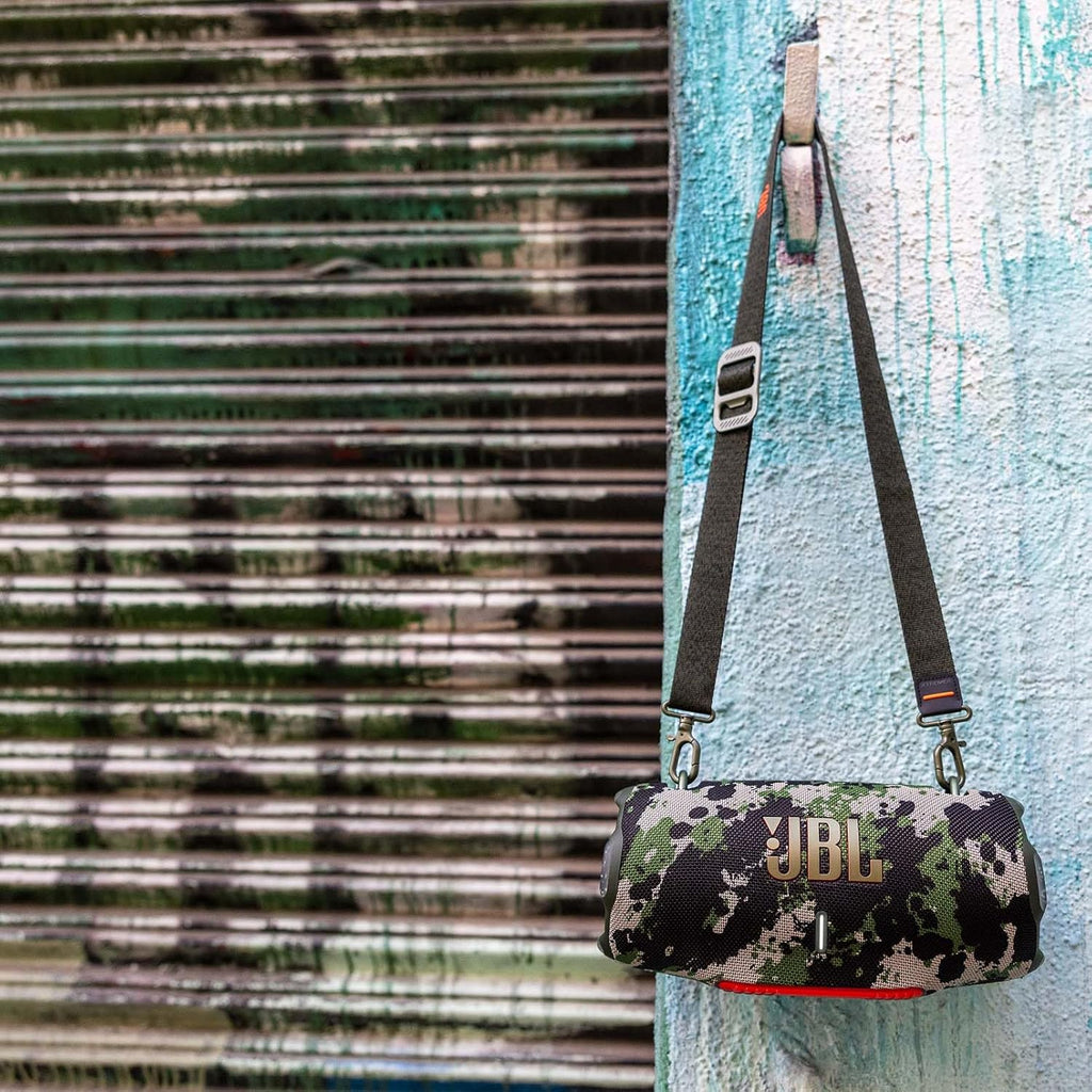 Altavoz JBL Xtreme 4 en camuflaje – Altavoz Bluetooth portátil con graves profundos, mejora de sonido por IA y batería externa integrada – Resistente al agua y al polvo – 24 horas de autonomía