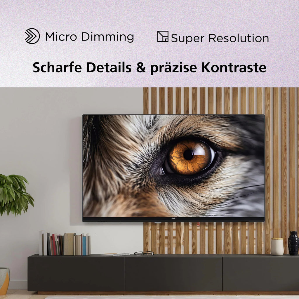 Televisor JVC de 40 pulgadas Smart TV VIDAA Full HD HDR con pantalla de 100 cm de diagonal y triple sintonizador integrado, televisor LED LT-40VDF2555 (2026)