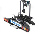 Portabicicletas de enganche Fischer ProlineEvo 2, para 2 bicicletas hasta 60 kg de carga útil, apto para bicicletas eléctricas, premontado, bloqueable, plegable