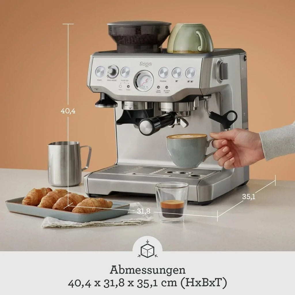 Cafetera Sage Barista Express con molinillo y espumador de leche, molienda automática, espuma de leche, negro
