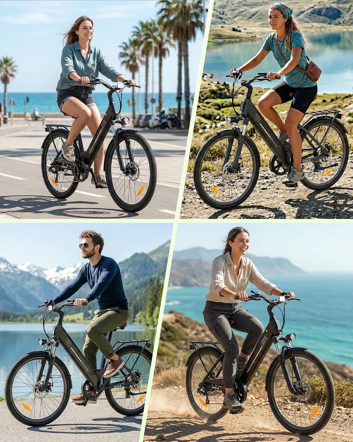 Bicicleta eléctrica urbana UcityS de 26 pulgadas, 250 W, 7 velocidades, autonomía PAS de 55 millas