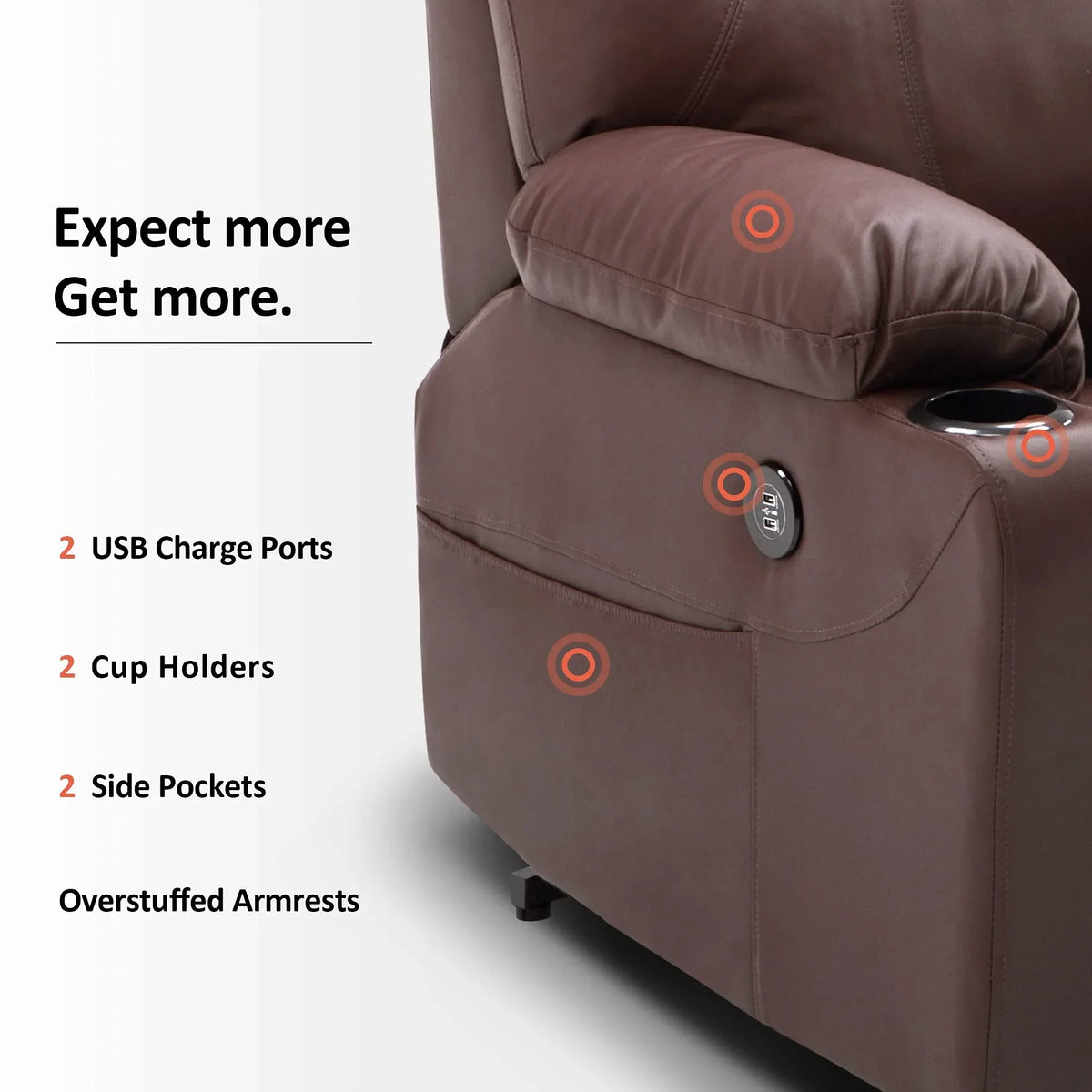 Sillón reclinable eléctrico Mcombo con masaje y carga USB