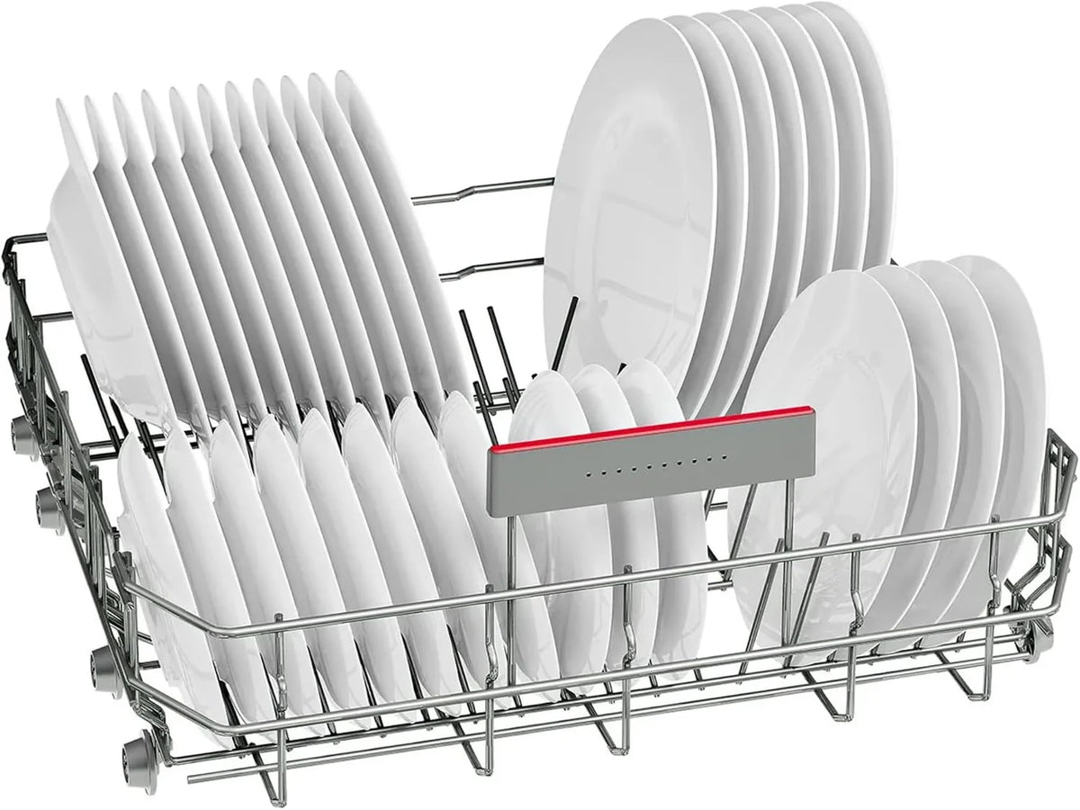 Bosch SMU4EVS08E, seria 4, inteligentna zmywarka do naczyń 60 cm, szuflada na sztućce, zmywarka z asystentem programu, wyjątkowo cicha, górny kosz z regulacją wysokości, automatyczne otwieranie drzwi