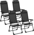 LIFERUN Juego de 4 sillas de jardín, sillas plegables, sillas de camping con reposacabezas, con 5 respaldos ajustables, sillas de balcón con respaldo alto, sillas de exterior para jardín, terraza, camping, negro, 4 piezas