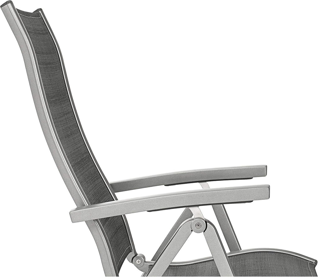 Sillón plegable Dehner Chicago, aprox. 110 x 63,5 x 67,5 cm, textileno/aluminio, gris