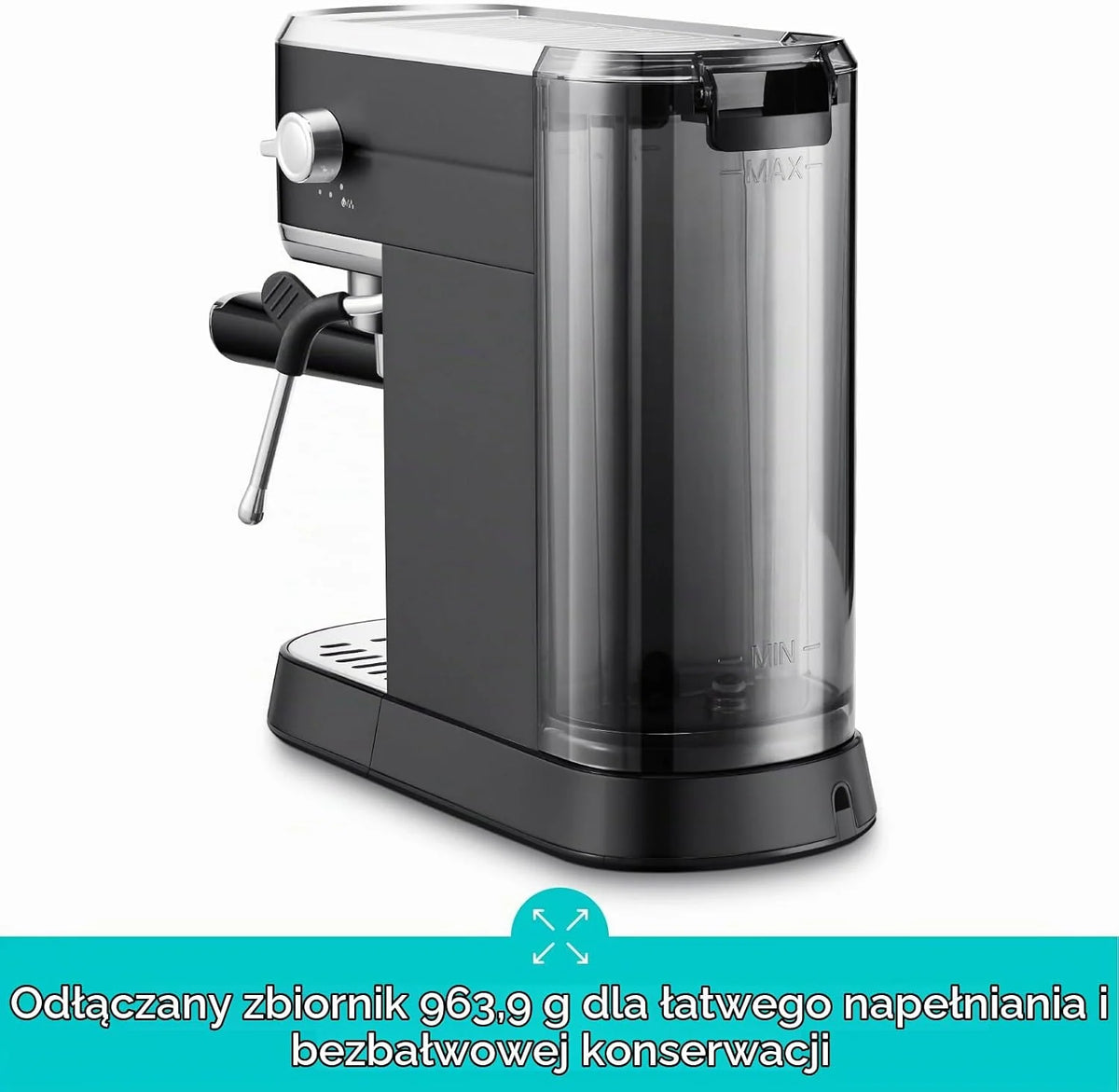 CASABREWS Ekspres do kawy z 20 barami, ekspres do kawy ze stali nierdzewnej ze spieniaczem do mleka, kompaktowy domowy ekspres do cappuccino, ekspres do kawy i