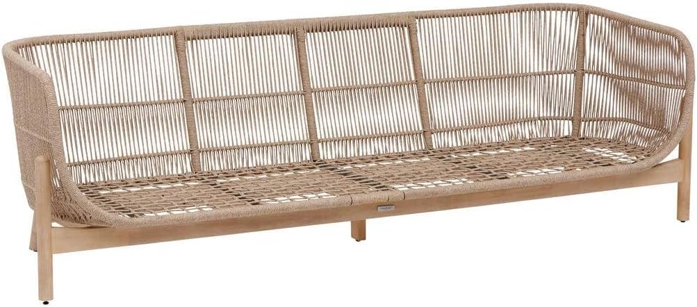 Hespéride - Sofá de jardín Deona en color topo y acacia - 3 plazas - Cojines desenfundables e hidrófugos - Muebles de jardín, terraza y balcón