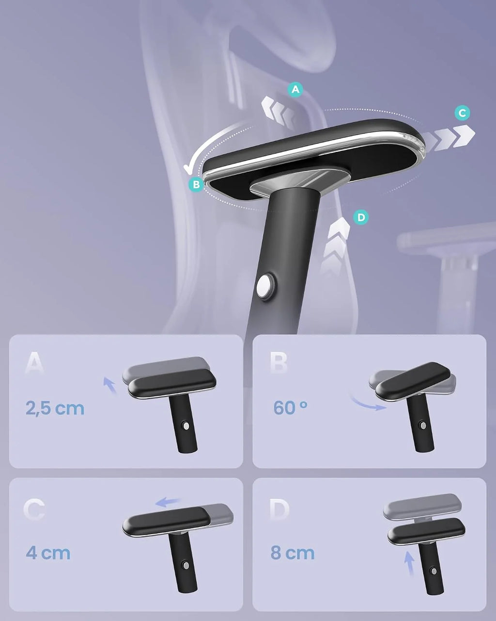 SONGMICS Ergonomiczny fotel biurowy, fotel gamingowy, regulowane podparcie lędźwiowe, zagłówek, podłokietniki, odpowiedni dla osób o różnych gabarytach, nośność do 150 kg, kolor czarny OBN067BH01