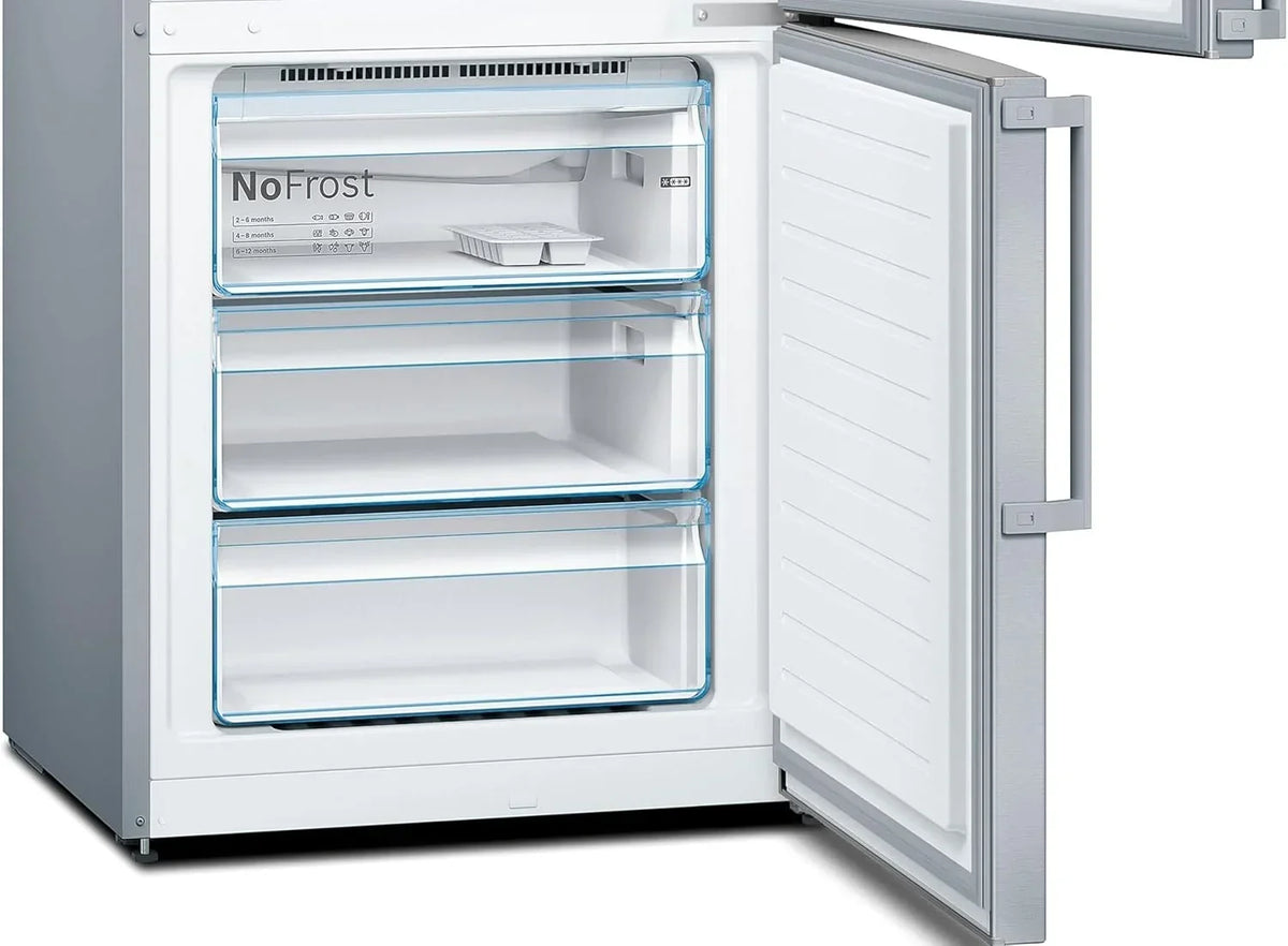 Bosch Serie 4 - Frigorífico combi, NoFrost, alto 203 x ancho 70 cm, 438 L, Tecnología VitaFresh, Blanco - KGN49XIDQ
