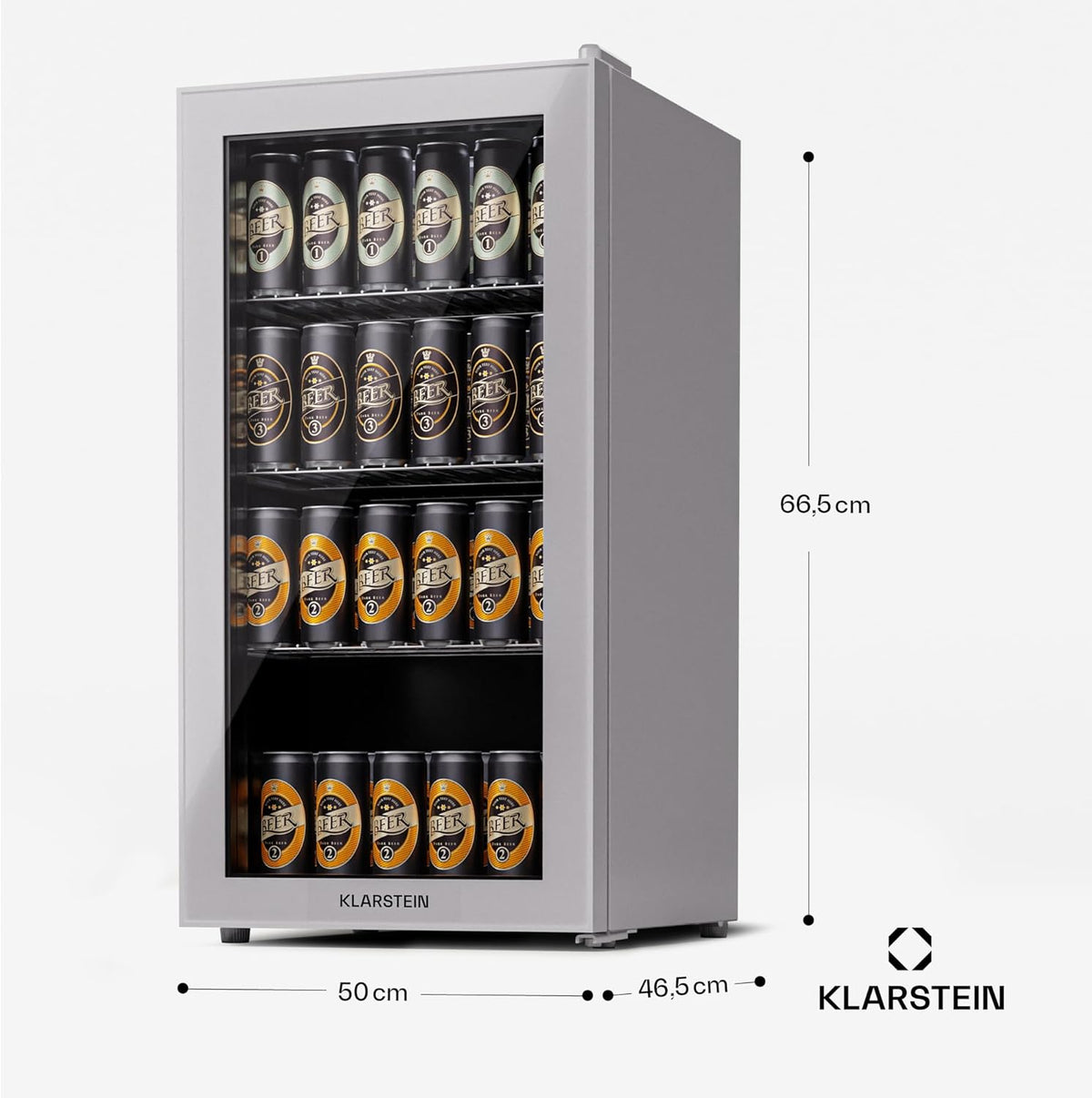 Mininevera Klarstein con puerta de cristal para habitaciones, refrigerador de bebidas con estantes ajustables, pequeño de 80 litros, frigorífico silencioso para interiores/exteriores