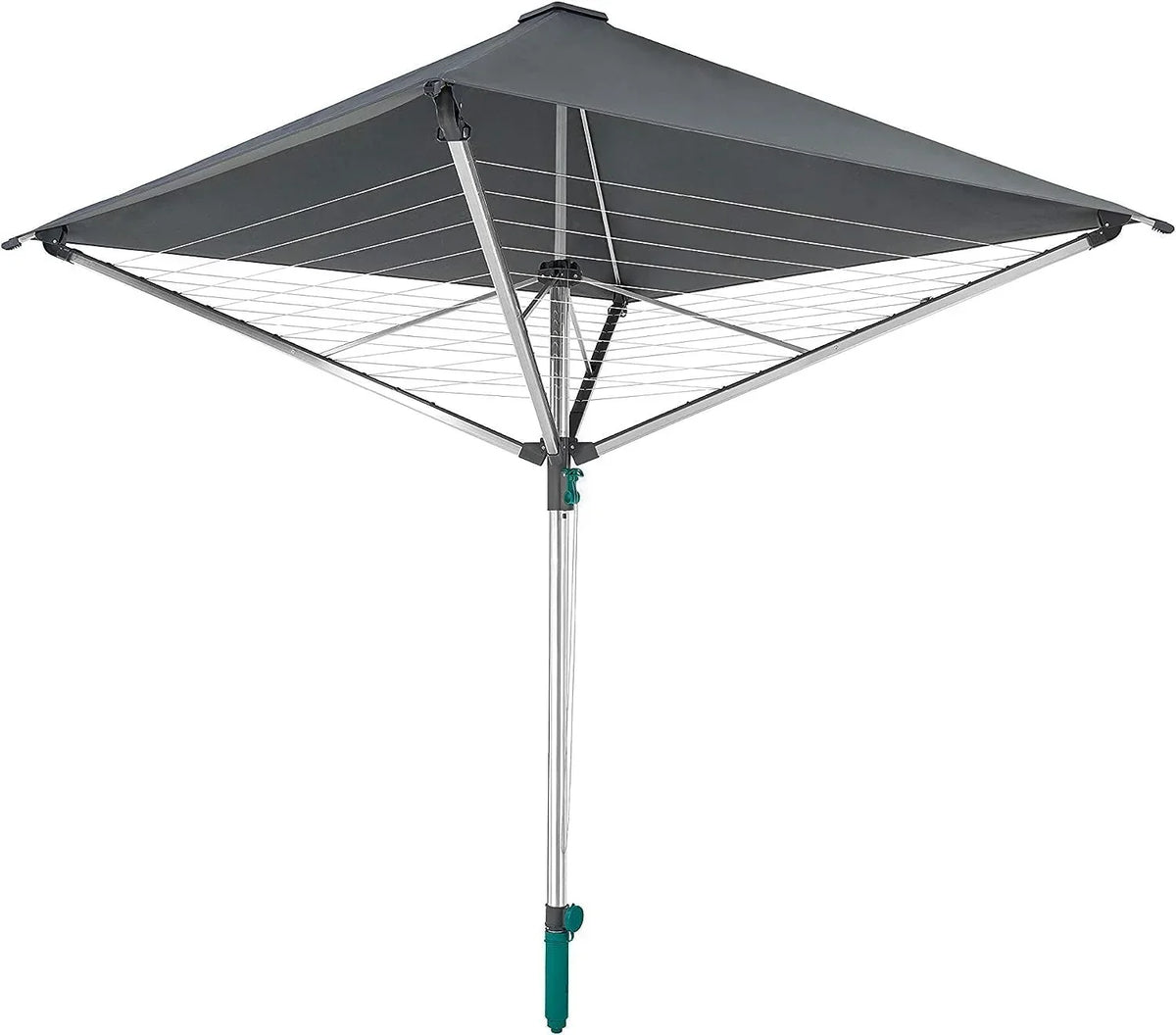 Tendedero tipo paraguas LinoProtect 400 con cubierta impermeable, tendedero de aluminio para exteriores, 40 m de cuerda, incluye base para suelo