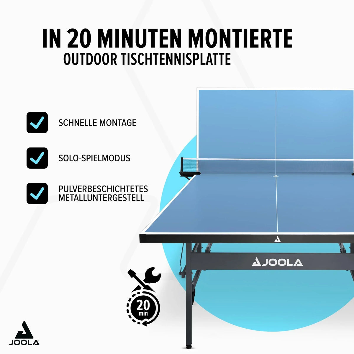 Mesa de ping pong JOOLA Outdoor Profi, superficie de compuesto de aluminio, resistente a la intemperie, plegable, incluye red