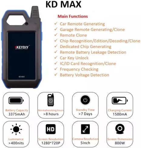 KEYDIY KDMAX Programador de llaves de coche, generador de mandos a distancia automáticos, lector de chips/probador de frecuencia, dispositivo inteligente multifunción KD MAX