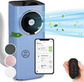 Acondicionador de aire portátil Klarstein con manguera de escape, unidad de climatización 5 en 1, ventilador, deshumidificador, purificador de aire y modo nocturno, control por aplicación, pequeño y portátil, para hogar y oficina, 12000 BTU