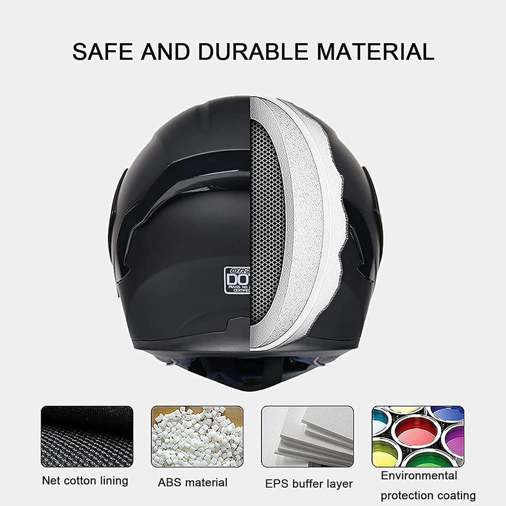 Casco de moto modular Bluetooth integrado homologado ECE/DOT con doble visera antivaho y micrófono, casco de moto integral para hombres, mujeres y adultos, azul, M