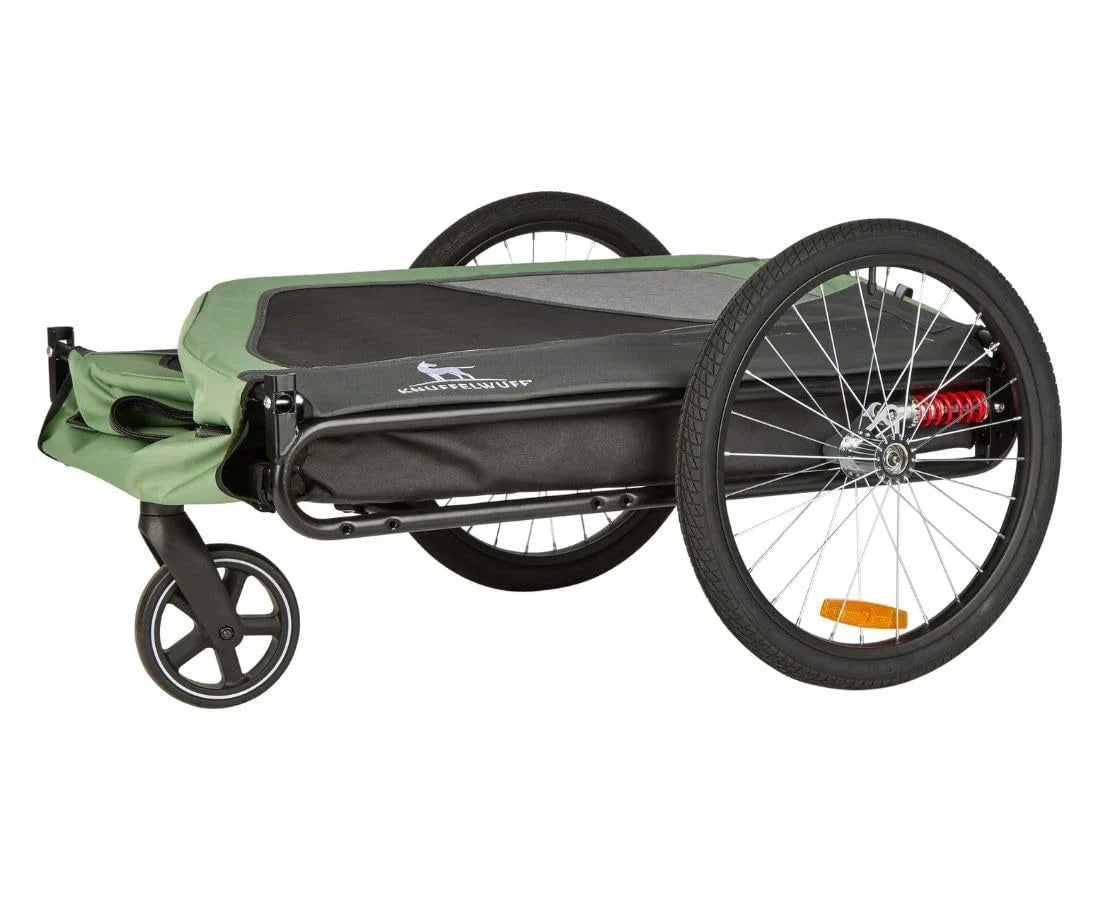 Remolque y carrito para perros de hasta 45 kg, plegable, ruedas neumáticas de 20 pulgadas, suspensión, correa de seguridad, reflectores, protección contra insectos