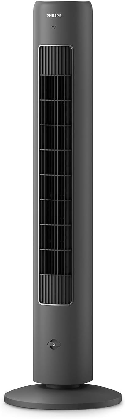 Ventilador de torre oscilante PHILIPS Serie 5000, 105 cm, mando a distancia, temporizador, 3 velocidades, 3 modos, 40 W, flujo de aire potente y silencioso, apto como difusor de aromas, gris (CX5535/11)