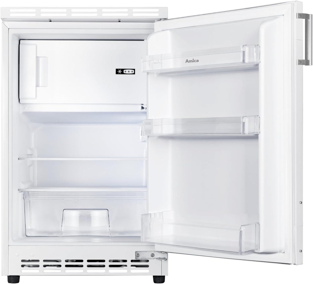 Frigorífico integrable bajo encimera Amica, panelable para nicho de 81,5 cm, control electrónico, compresor inverter, iluminación LED, alarma de puerta abierta, 82 litros