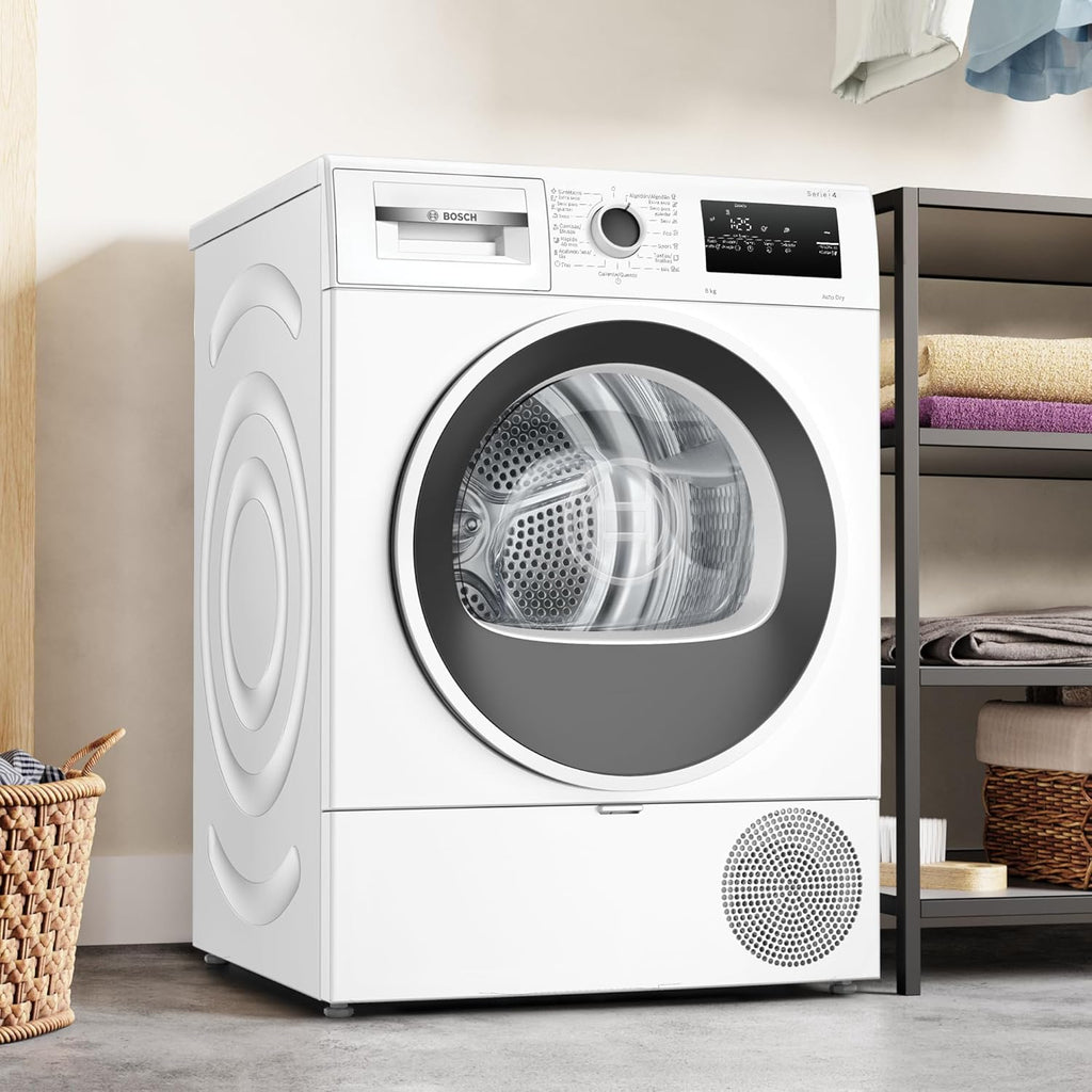 Bosch Secadora con bomba de calor 8 kg Serie 4 Easy Clean AutoDry Antiarrugas Blanco WTR85V00ES