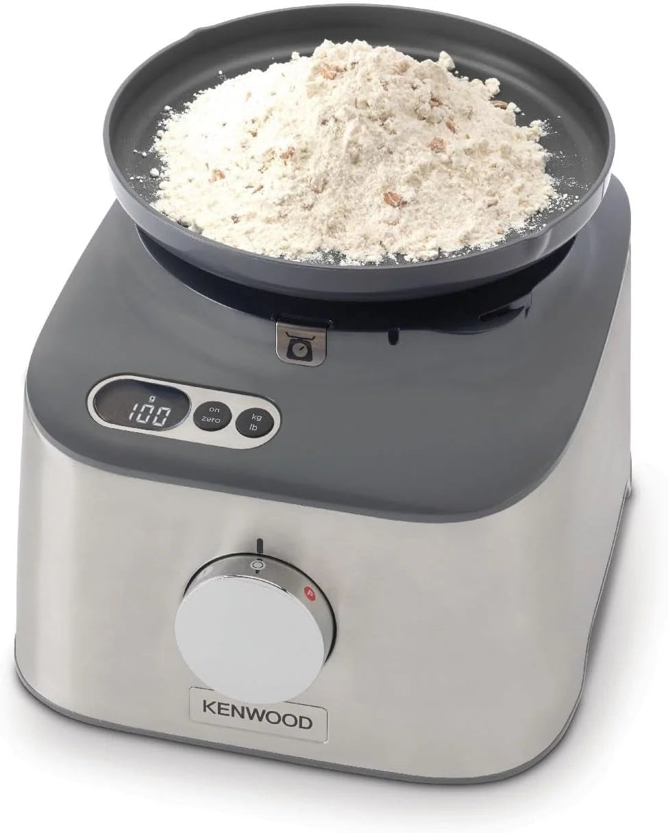 Kenwood MultiPro Compact+ FDM 313SS Kompaktowy robot kuchenny, wydajne urządzenie kuchenne z pojemnikiem roboczym 2,1 l, zintegrowana waga, w zestawie 9 części, metalowa obudowa, 800 W, kolor srebrny