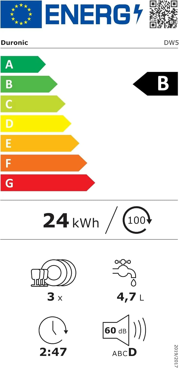 Duronic DW5 WE Zmywarka nablatowa z lub bez przyłącza wody 950W przenośna kompaktowa 5l /cykl do naczyń szkła owoców mała zmywarka stołowa biała