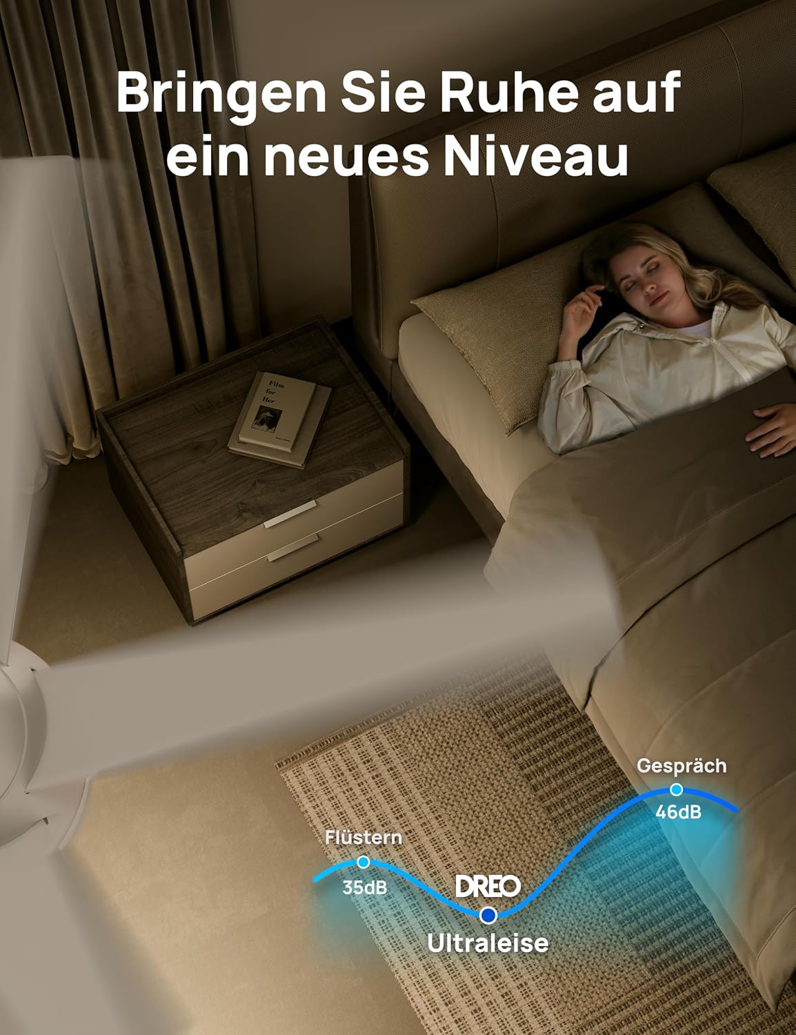 Ventilador de techo inteligente DREO con luz, 132 cm, 12 velocidades, 3 modos, iluminación LED de intensidad regulable, motor CC silencioso, temporizador de 12 horas, control remoto/APP/Alexa, para interiores, blanco