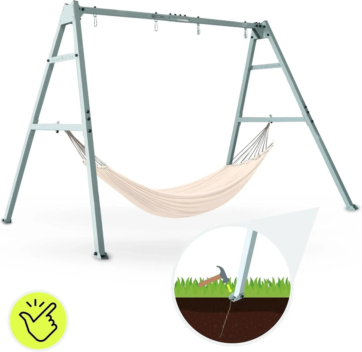 Columpio doble con estructura de acero ZEST SWING HYP2014, capacidad de carga de 180 kg, con columpio nido y hamaca para jardín