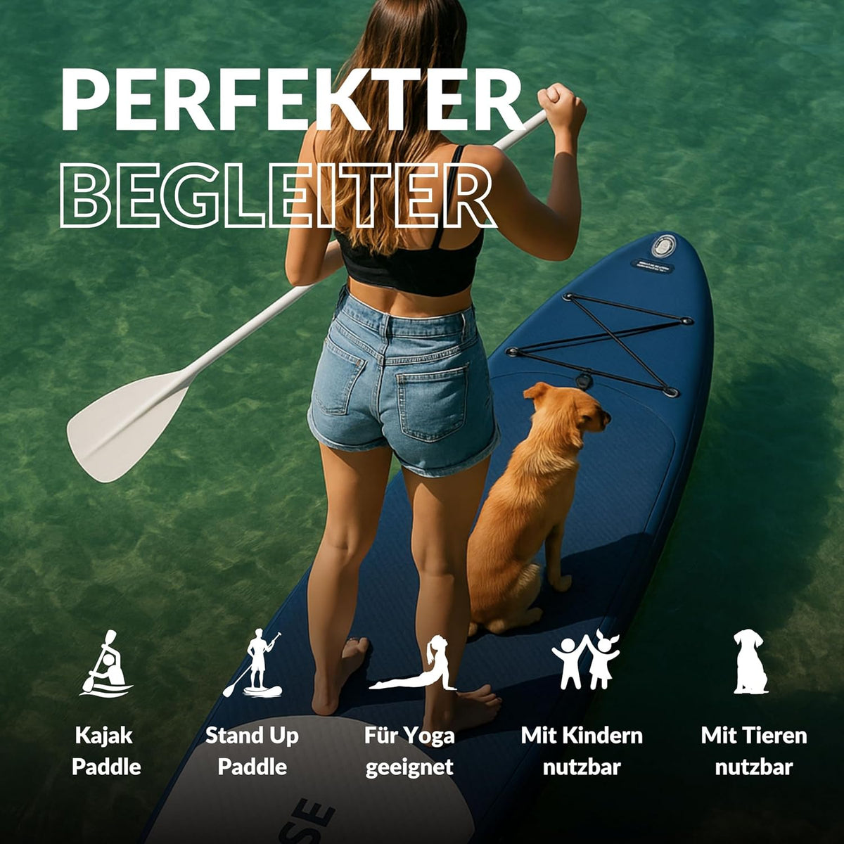 Tabla de paddle surf hinchable NOARD de doble capa con tecnología dropstitch, 326 cm, hasta 140 kg | Set completo que incluye remo, bomba de doble acción, mochila, leash y bolsa estanca
