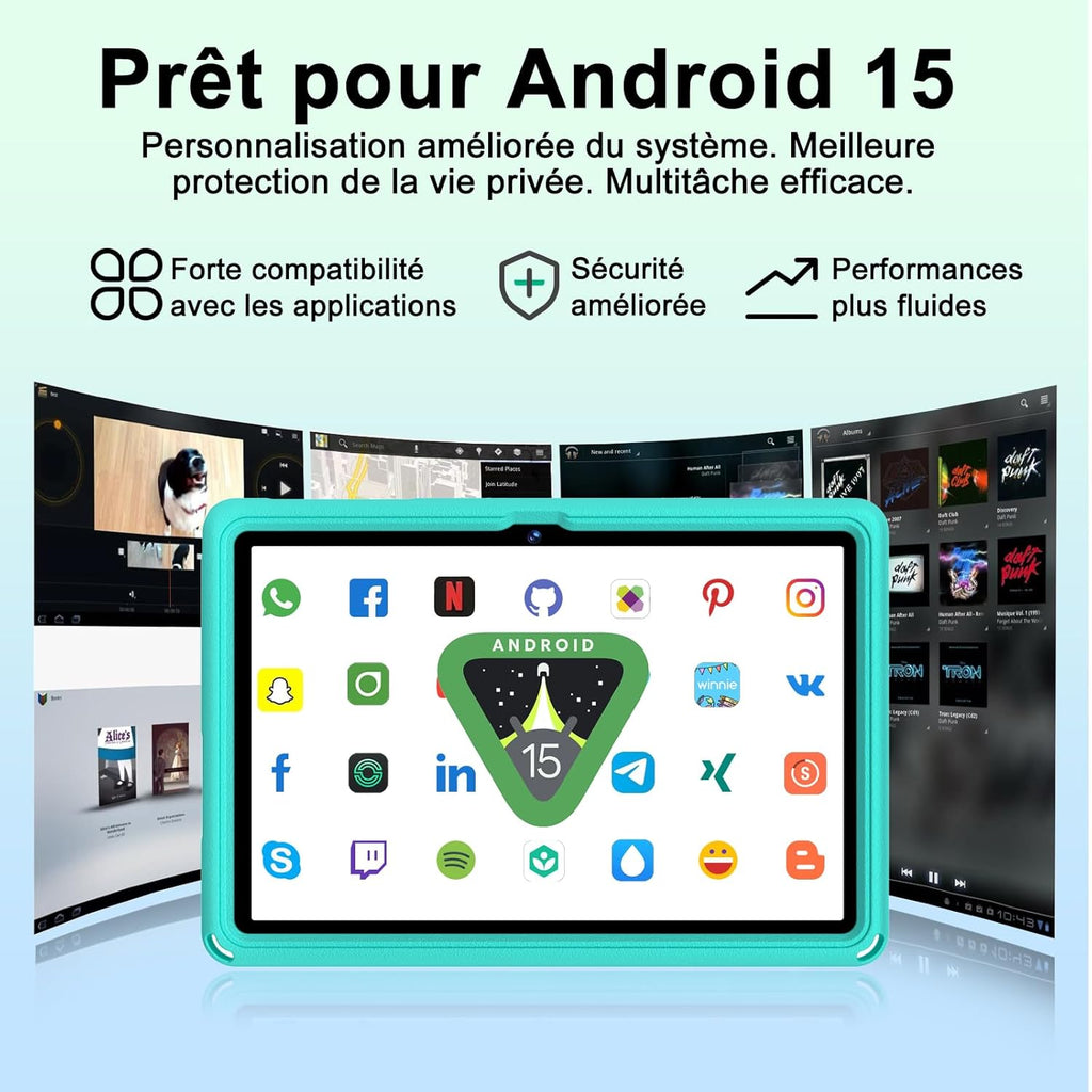Tableta Android 15 de 2026 con funda protectora de silicona EVA, 24 GB + 256 GB/2 TB, tableta de 11 pulgadas octa-core, Gemini AI/Widevine L1, 8000 mAh, 13 MP + 5 MP, carcasa metálica, tableta grande para niños - Verde