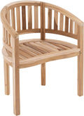 Silla de banano DIVERO Miami curva de madera de teca, sin tratar – Hecha totalmente a mano – Color: marrón natural