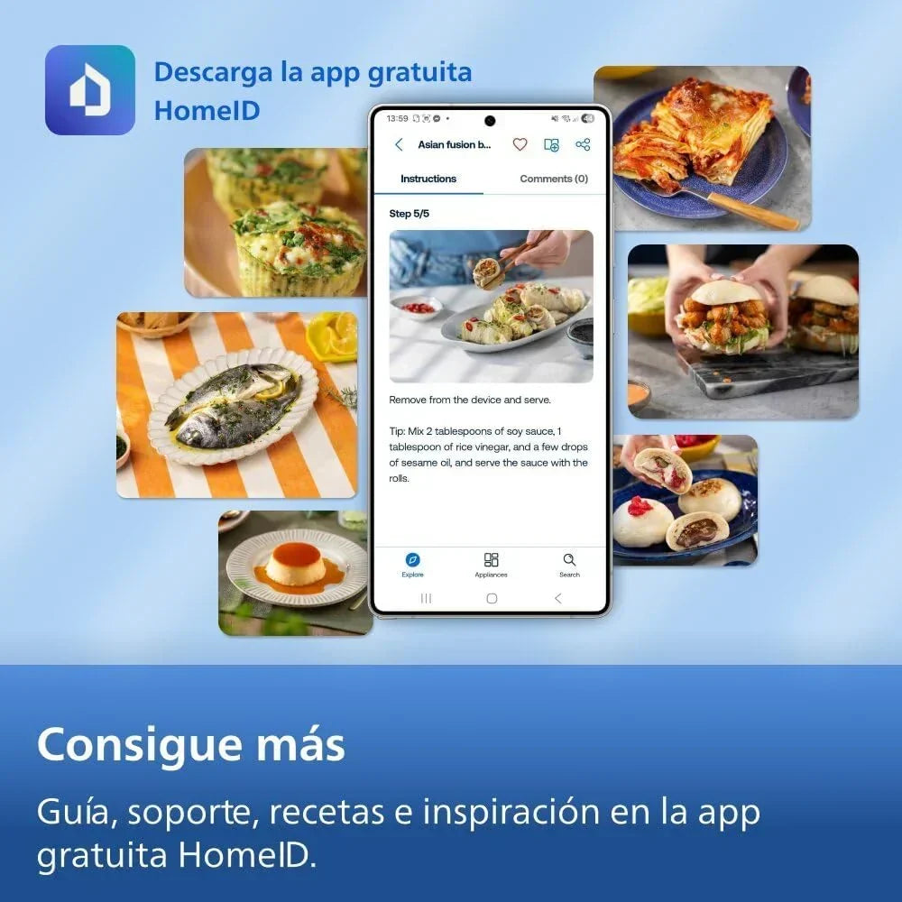 Philips Airfryer Serie 4000 de Doble Cesta Vertical 10L – Tecnología RapidAir, Sync, 2 cestas a la vez, 45% menos de espacio, revestimiento cerámico sin PFAS, ventanas de visualización (NA460/00)