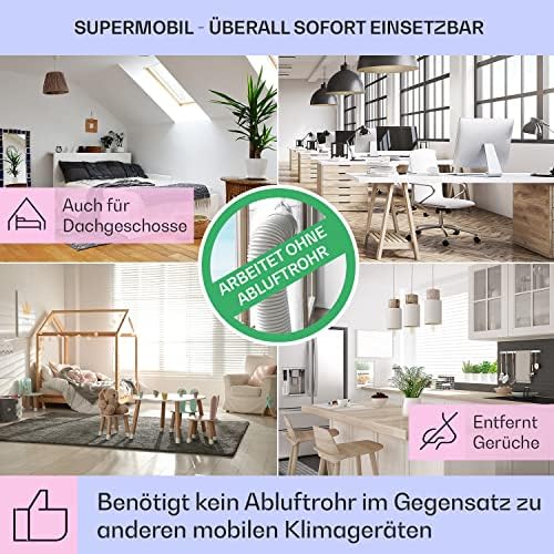 Klarstein 4 en 1: Enfriador de aire inteligente, ventilador, humidificador e ionizador I Depósito de agua de 6 L, oscilación, 30 W, 210 m³/h, temporizador I Aire acondicionado sin tubo de escape, aire acondicionado portátil, negro-oro rosa