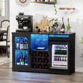Mueble bar con refrigerador WR003B 120 x 40 x 78 cm iluminación LED 9 botelleros sensor de movimiento