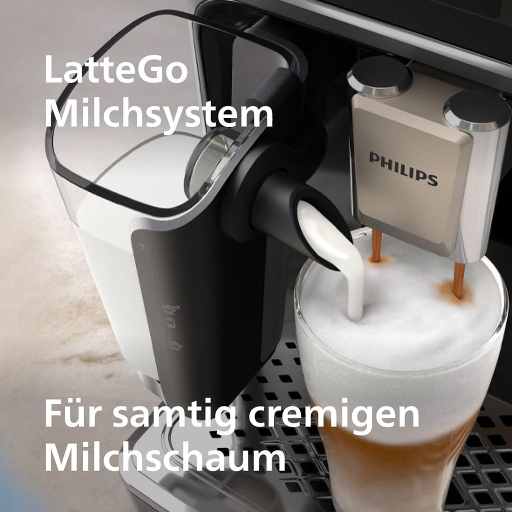 Cafetera superautomática Philips Serie 5500 – Sistema de leche LatteGo, 20 especialidades de café frías y calientes, 40% más silenciosa con SilentBrew, QuickStart, Negro/Gris (EP5544/50)