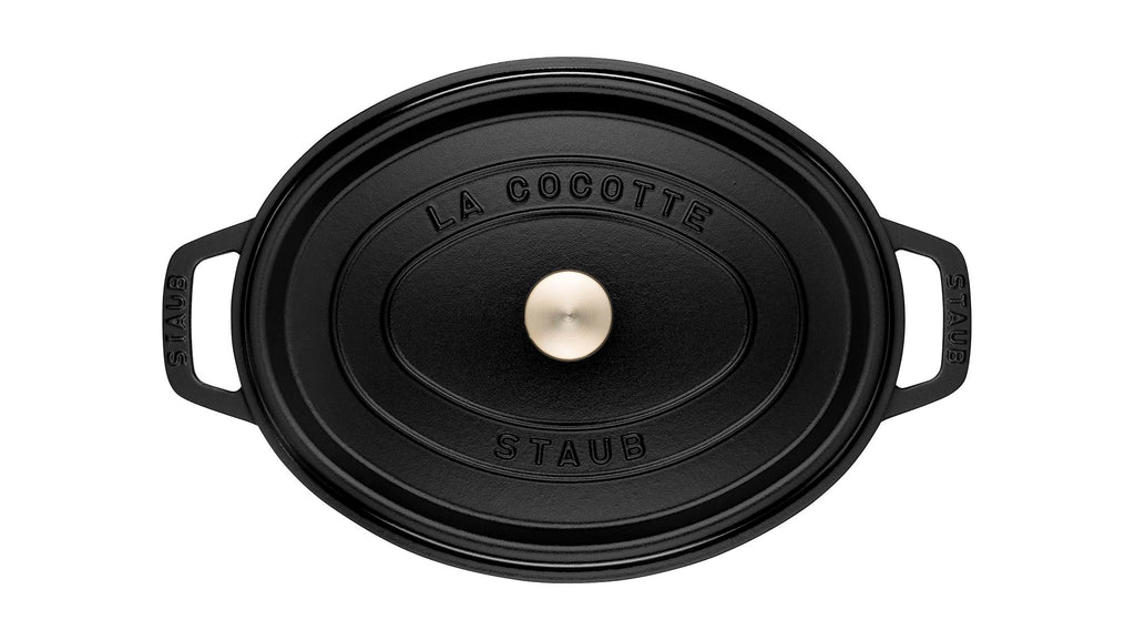 STAUB Cocotte fuente de hierro fundido con tapa, 33 cm, 6,7 L, ovalada, apta para inducción, fabricada en Francia, negro