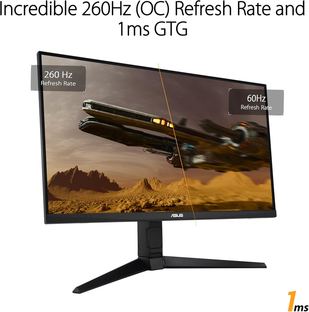 Monitor de juegos ASUS TUF Gaming VG27AQML1A - 27 pulgadas, QHD (2560x1440), overclocking hasta 260 Hz (240 Hz nativos), ELMB Sync, FreeSync Premium™, 1 ms (GTG), overdrive variable, 100% sRGB, DisplayHDR™ 400
