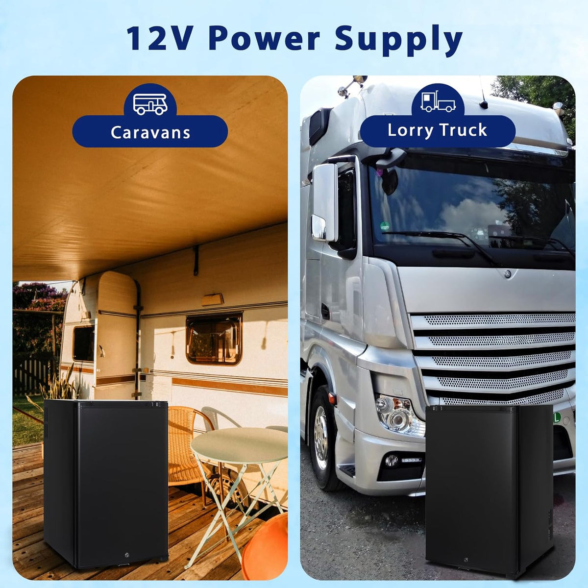 Frigorífico Smad 12V, Nevera para Autocaravana 12V 220V, Refrigerador Silencioso con Cerradura, para Coche, Caravana, Furgoneta, Dormitorio, Oficina, Hotel, Alojamiento, 50L, Negro