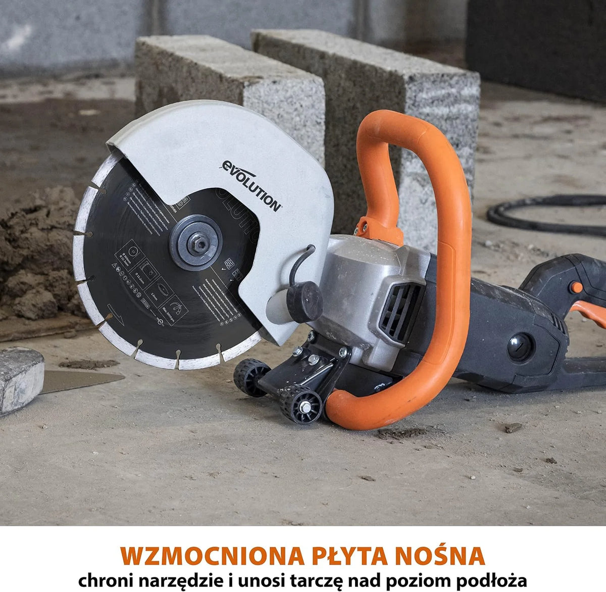 Evolution Power Tools Elektryczna przecinarka tarczowa i pilarka do betonu R230DCT z tarczą diamentową 230 mm (9”) do cięcia kamienia i metalu