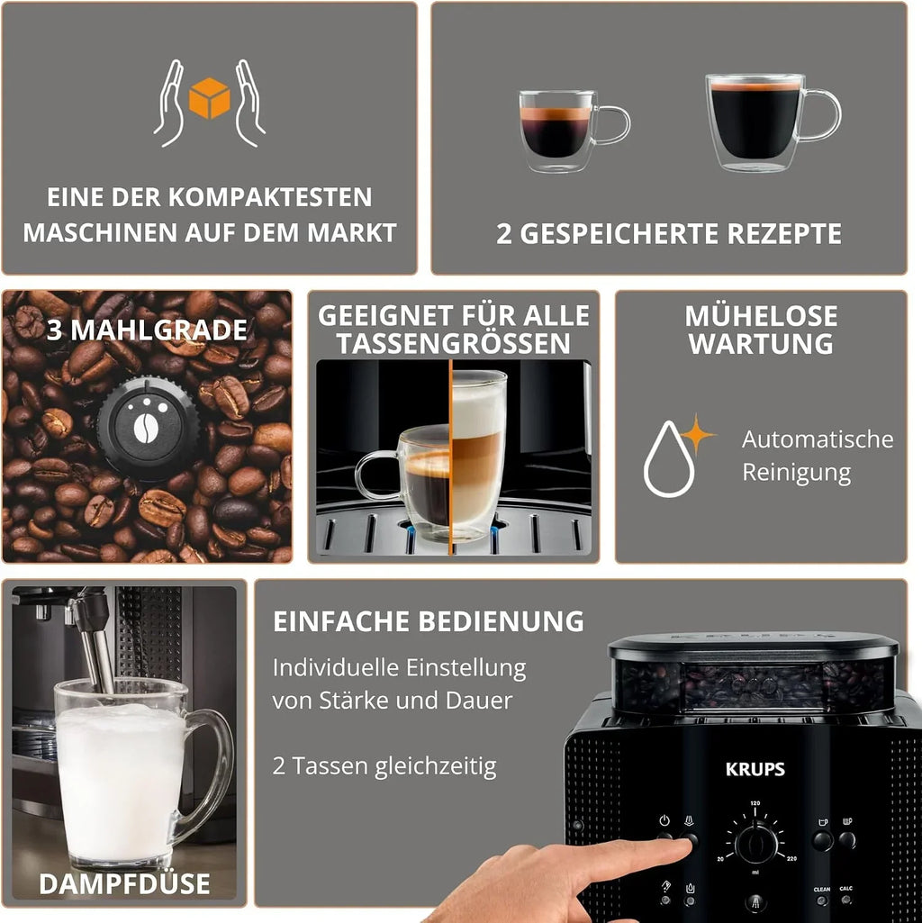 Cafetera superautomática EA810870 1,8L 1450W con boquilla de espuma de leche, función para 2 tazas y sistema Thermoblock