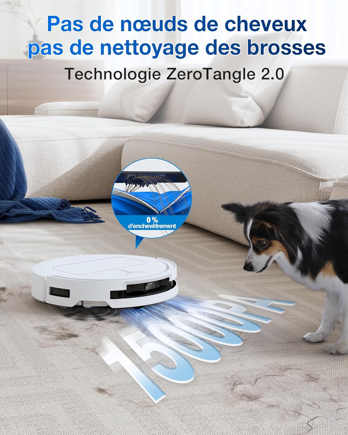 Robot aspirador ECOVACS T50 Pro Omni, 15000Pa mejorado respecto al T30 Pro Omni, cepillo lateral y mopa extensibles, adición automática de solución de limpieza, lavado con agua caliente a 75℃, blanco