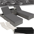 Set de 2 tumbonas con mesa 403088 de aluminio y ratán sintético, ajustables en 5 posiciones, incl. funda protectora, gris