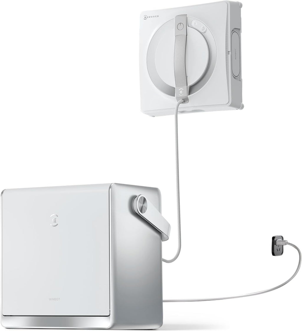 Robot limpiacristales ECOVACS WINBOT W2 PRO Omni con estación multifunción 6 en 1, carga durante el funcionamiento, cabezal de pulverización de 3 boquillas, protección de 12 niveles, planificación de rutas Win-SLAM 4.0, blanco